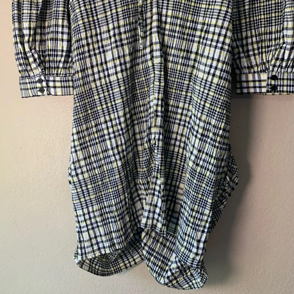 ASOS Curve Design Ruched Check Print Puff Sleeve Retro Mini Dress Size 22 NWT - Picture 7 of 9